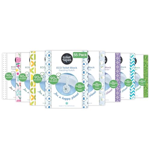 Toilet Tapes - Bloc WC Adhésif, 90% Moins de Plastique - Parfums Longue Durée pour 220+ Chasses - Alternative Nettoyant WC - Assortiment de 55, Pastille...