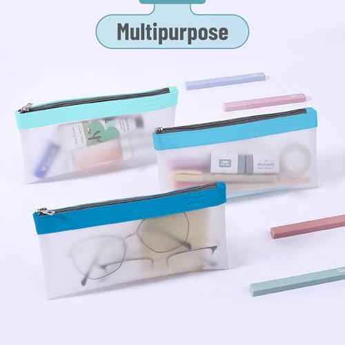 Image of Mr. Pen- Clear Pencil Pouch, 8.50 inchx4.25 inch, 3 Pack, Durable TPU Material | Medium Water-Resistant Pencil Bags with Smooth Zipper, Multipurpose Clear Pouch for Stationery, School, Office
