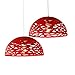 Produktbild Design 2X Industrielle Vintage LED Pendelleuchte Hängeleuchte  30Cm Für E27 Leuchtmittel, Schwarz Rot Und Weiß Wählbar, Rund Eisen Hohl Lampenschirm Für Wohnzimmer Esszimmer,Red