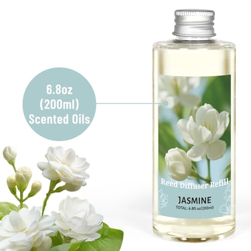 Image of STRN Reed Diffuser Oil Refill, Jasmine Fragrance Oil for Diffuser Refill 200ml, Long-Lasting for Home, Living Room, Bedroom, Spa, 6.8 fl oz