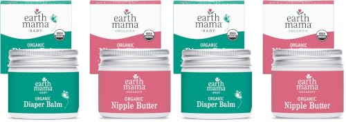 Image of Earth Mama Nipple Butter & Diaper Balm | Nipple Cream & Organic Skincare for Baby | Breastfeeding & Postpartum Essentials Bundle (Pack of 2)