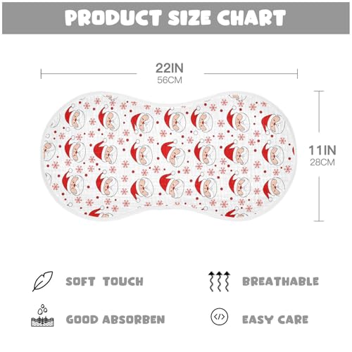 Santa Faces Pattern Baby Burp Cloths for Boys and Girls, Soft Muslin Spit Up Towels, 22"x11" Newborn Essentials for Feeding and Drooling, 4 Pack4