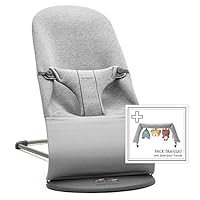 BabyBjörn Babywippe Bliss,3D Jersey, Hellgrau, inklusive Spielzeug für Babywippe, Weiche Freunde