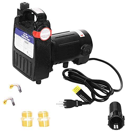 Transfer Pump 115V 1/2 HP 1500 GPH High Pressure Water Transfer Pump With Suction Strainer and Brass Connectors For Standard 3/4" Hose Transfer Pump-Black