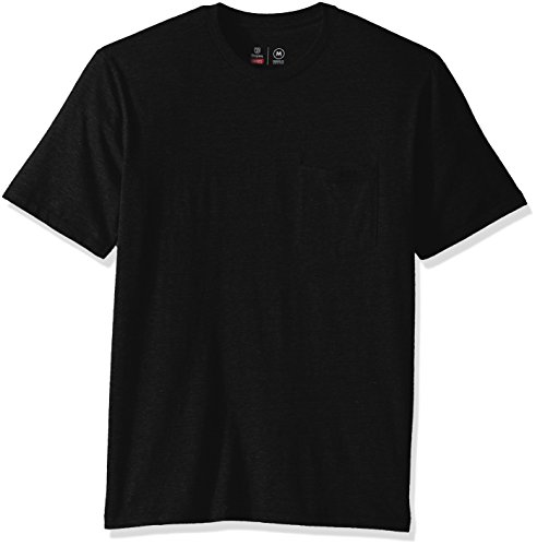 Brixton Men's Basic Short Sleeve Tailored Fit Pocket Tee, Washed Black, Large