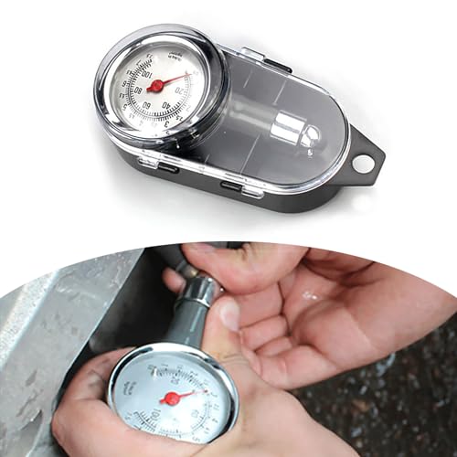 Image of Pack-1 Car Tire Pressure Gauge, Metal Tire Pressure Tester, Multifunctional Mechanical Dial, Portable Vehicle Equipment, Universal for Motorcycles, Trucks, Bicycles (Silver)