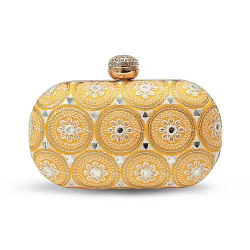 Image of THE TAN CLAN Inaara Oval Clutch for women Purses Luxury Evening Handbags for ladies with Detachable Handle