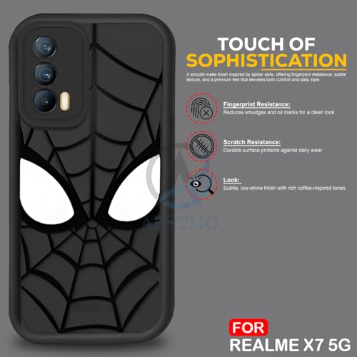 Image of AESTMO Back Case Cover for Realme X7 5G Cover | Spidey Face Mask Design | Silicone Case | Full Body Protection | Camera Protection Back Cover for Realme X7 5G (Black)