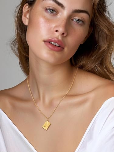KeyStyle Personalized Envelope Locket Necklace for Women, Custom Love Letter Message Necklaces Birthstone Photo Jewelry Mother's Day Christmas Gift for Fiancee Mom Wife2