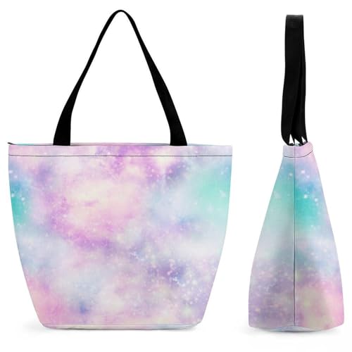 Sac de shopping pour voyage nébuleuse colorée grand cabas bandoulière pour femme