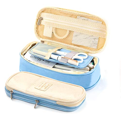 Large Capacity Pencil Case Make Up Pouch Canvas Storage Bag Organizer Holder Office Supplies