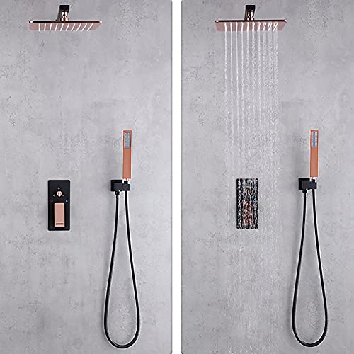 Ensemble combiné à main et pommeau de douche carré 10 pouces pour plafond - 7