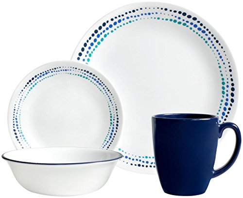 Corelle Livingware 16-Piece Dinnerware Set, Ocean Blues, Service for 4
