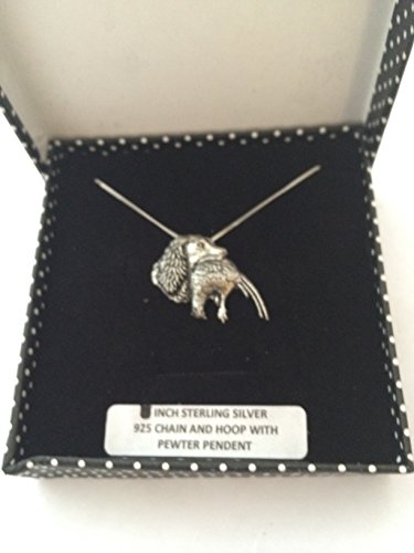 Épagneul A26 argent massif fait main, collier style campagne chic chaîne 50,8 cm