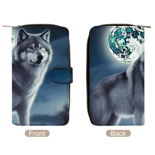 Wolf Under Moon Wallet Multifunctional Wallets for Men Compact Wallet Purse Passport Bag3
