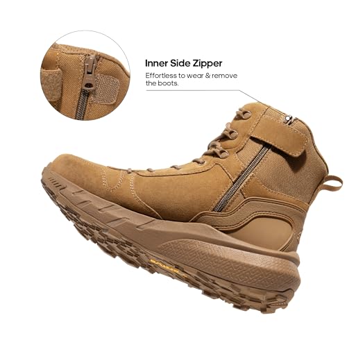 Image of NORTIV 8 Men's Military Tactical Boot Lightweight Comfortable Boots for Work All Day Side Zipper Motorcycle Combat Hiking Boots Metrostrike(8-9 Inches)