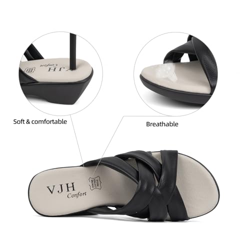 VJH confort Women’s Slides Sandals Orthopedic Slippers,Comfortable Wedge Platform Slip Flops Flip Casual Walking Sandals3