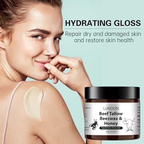 Beef Tallow Skincare，Beef Tallow Balm，Feuchtigkeitscreme für Gesicht & Körper, mit Bienenwachs, Honig & Talg，Deep Moisturizing