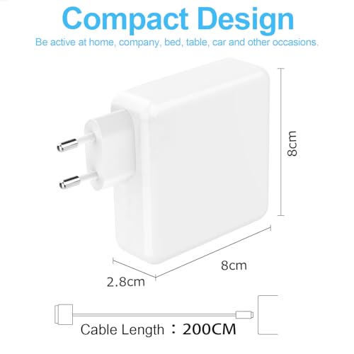 Mac Book Pro Air Ladekabel, 96W M3 M4 Ersatzladegerät mit 2.2M USB-C auf T-Tip Geflochtenes Kabel für MacBook Pro 14 16 2021~2025 M1 M2 M3 M4 MacBook Air 13 15, A2442 A2487 A2779 A2941, A2141