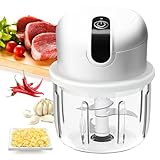 SPORWAY Cortador de cebolla, cortador eléctrico de verduras: picadora de cebolla, prensa de ajos, mini picadora recargable por USB, para carne, cebolla, ajo (100 ml, 250 ml y 350 ml)