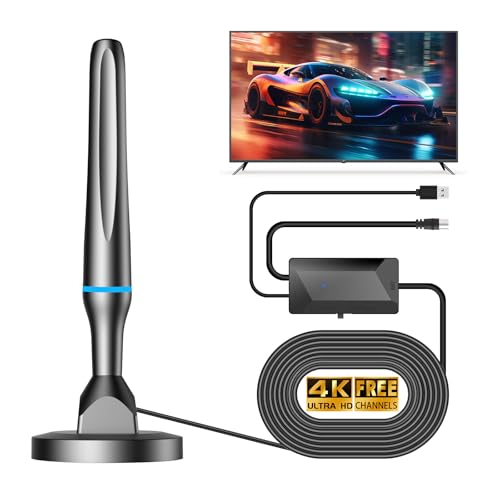 Antenne TV Intérieur Puissante TNT HD, 2025 Puissante Antenne TV Intérieur de Base magnétique puissante - 80KM Réception Longue Portée à 360°,...