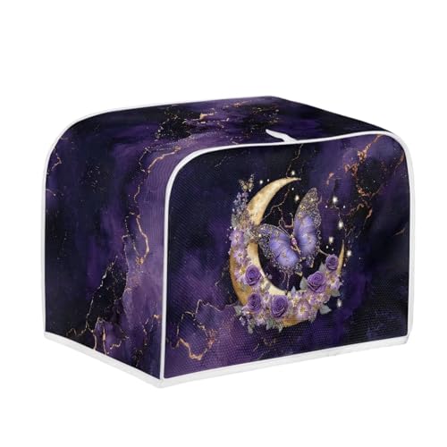 Image of Talayituse Butterfly Rose Moon Marble Print Toaster Cover 2 Slice Wide Slot, Lightweight Bread Maker Cover Dust Protection Washable Appliance Bag, S