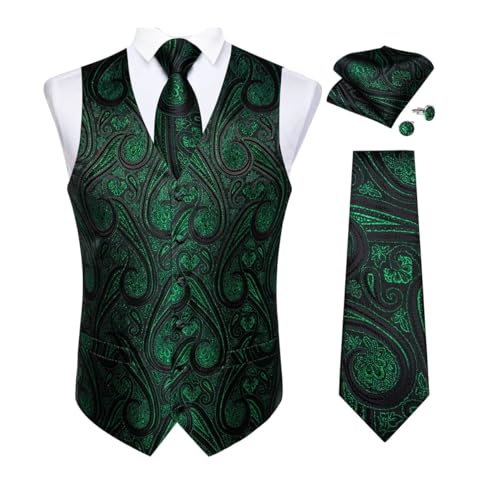 Men's Silk Formal Waistcoat Tie Cufflinks Set for Wedding Suit Groom or Event Wear