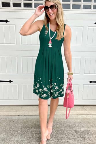 Image of KILIG Women Soft Casual Beach Sundress Floral Pleated Vintage Tank Dress 2026