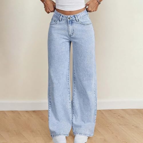 Girls Wide Leg Jeans Teen Kids Cute Baggy Vintage Y2K Denim Pants