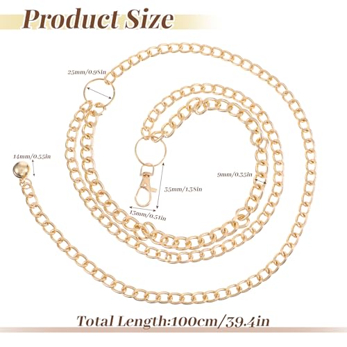Gold Waist Chain Belt for Women, Fashion Plus Size Waist Chain Belt Western Multilayer Decorative Link Belt Adjustable Metal Cowgirl Belt Waistband for Women Dress3