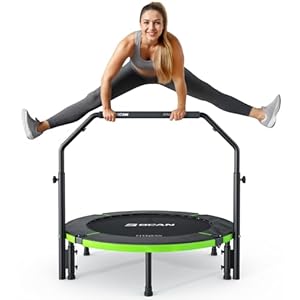 BCAN 40″/48″ Foldable Mini Trampoline, Rebounder Trampoline for Adults, U/T Adjustable Foam Handle, Exercise Rebounder for Adults Indoor/Garden Workout, Max Load 330lbs/440lbs-2025