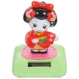 Alipis ソーラーパワー着物人形 車内飾り 小型製 首振りダンス人形 衝撃耐性クリエイティブカーオーナメント