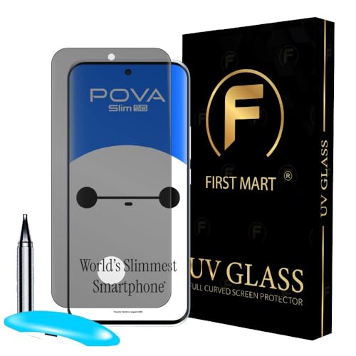 Image of FIRST MART Military-Grade Privacy Tempered Glass for Tecno Pova Slim - 9H Hardness, Edge to Edge, Bubble-Free, Anti-Spy, Anti Peeping [1 Pack]