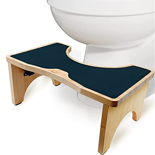 BetterSense 7.5 Inches Toilet Stool - Collapsible Squatting Bathroom Stool for Adults, Foldable Simple Design Bamboo Poop Stool