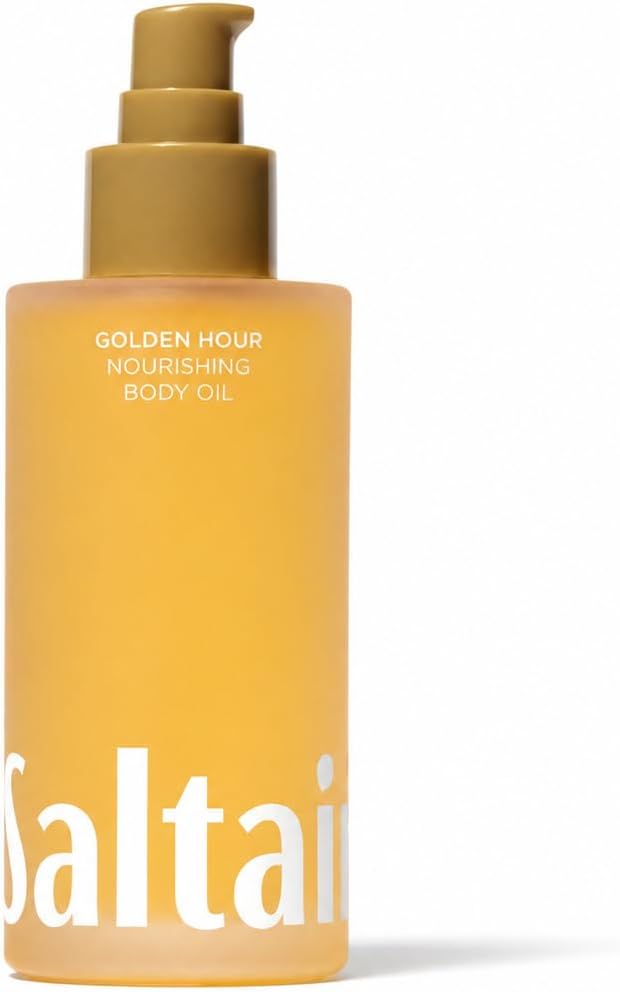 Saltair Body Oil. Luxurious Golden Hour After Shower and Bath Oil Moisturizer for Women and Men. Botanical, Non-Greasy, and Well-Absorbing Lotion for Hydrating Dry Skin. 4oz Pump Bottle