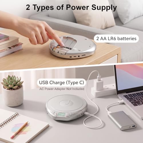 Image of Gueray CD Player Portable with Earphones, CD Discman AUX Cable for Car Home