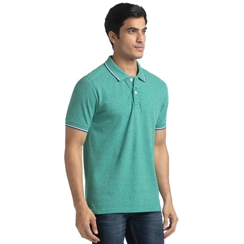 Image of Colorplus Tailored Fit Medium Green T-Shirt for Men