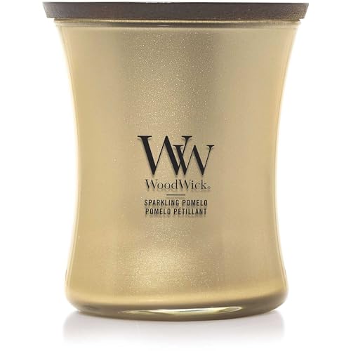 WoodWick Vela perfumada con mecha crepitante | Vela mediana de reloj de arena Sparkling Pomelo | Velas de larga duración: hasta 60 horas | Regalos perfectos para mujeres