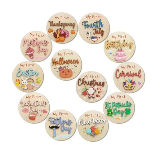 Image of 12 Pcs My First Halloween, My First Holiday Milestone Signs, Baby Milestone Signs, Baby Announcement Sign, Newborn Announcement Sign, Hanksgiving Newborn Photo Props for Shower Party Supplies Gift