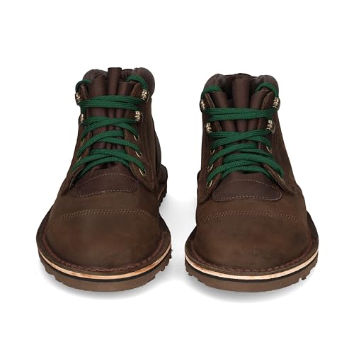 JIM GREEN Men's African Ranger Barefoot Boots Lace-Up Water Resistant Full Grain Leather Work or Hiking Boot (Houston Brown, 11.5)