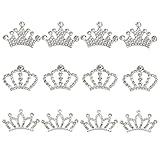 Honbay 12PCS Crystal Crown Embellishments Rhinestone Crown Flatback Accessory for Making Phone Back Shell Wedding Present Craft Decoration (3 Style)