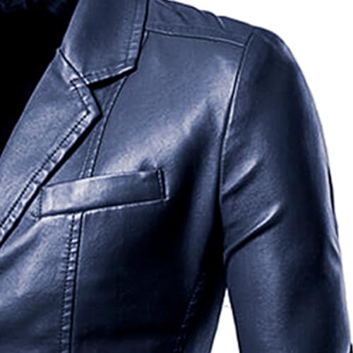 Mens 2 Button Leather Blazer Jacket Faux Leather Sport Suit Coat Regular Fit Lined Business PU Jackets4