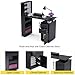 Kikihouse Manicure Table Nail Desk w/Glass Door Storage Cabinets & Wrist Rest, Beauty Salon Workstation, Acetone Resistant, with Dust Collector (Black)