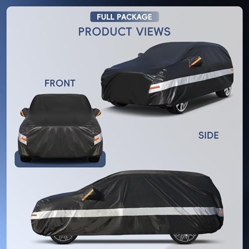 Image of 10 Layers SUV Car Cover Custom Fit for Buick Enclave (2007-2026), Waterproof All Weather for Automobiles, Outdoor Full Cover Sun Dust Rain Protection with Cotton. Black