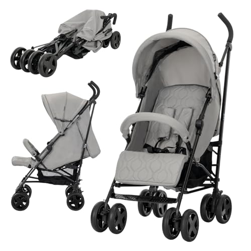 Lorelli Kinderwagen Ida, Reisebuggy, Baby Buggy klein zusammenklappbar, Leicht - nur 8,4 kg, kompakter Sportsitz bis 15kg, Kinderbuggy mit verstellbarer Rückenlehne und Fußstütze, 5-Punkt-Gurt, Grau