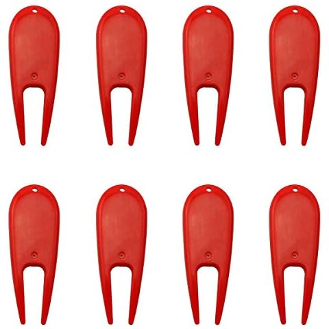 ZRM&E 8 Stück Kunststoff Golf Pitchgabel Rutschfest Golf Reparatur Werkzeug Golf Zubehör Rot Cover
