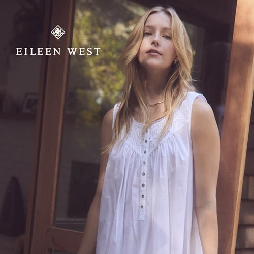 Image of Eileen West Sleepwear & Loungewear for Women - Poetic Woven Lawn Collection - 100% Cotton Lightweight Sleeveless Nightgown
