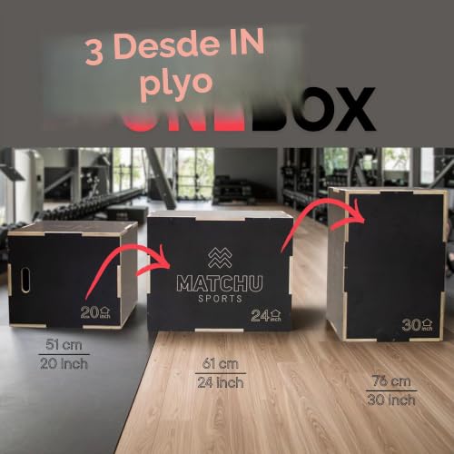 Cajón pliométrico de madera MATCHU ajustable negro con base reforzada 2