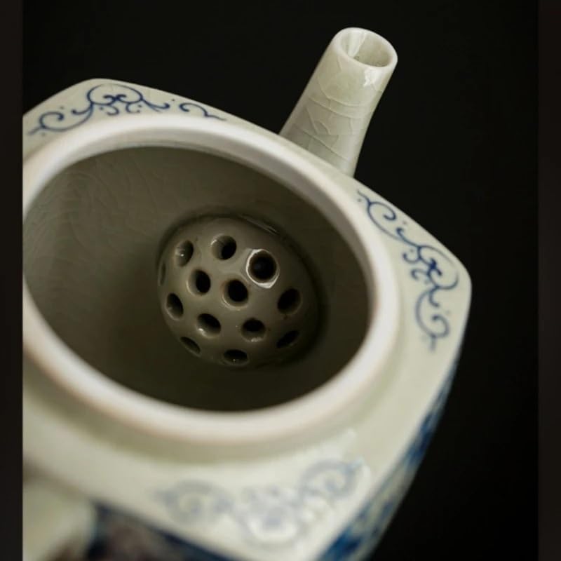 Ceramiczny czajnik w kolorze niebieskim i białym, czajniczek i zestaw do herbaty, domowy zestaw do herbaty w stylu retro, chiński zestaw do ceremonii parzenia herbaty
