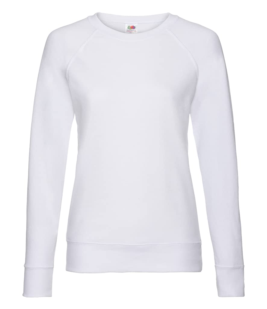 FRUIT OF THE LOOM Women's Raglan Lightweight Sweater, White, XS UK